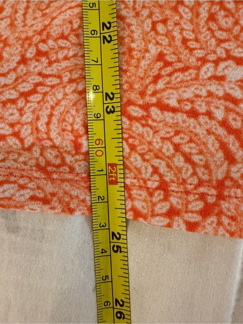 Michael Kors Orange Patterned V-Neck Top with Decorative Gold Buckle